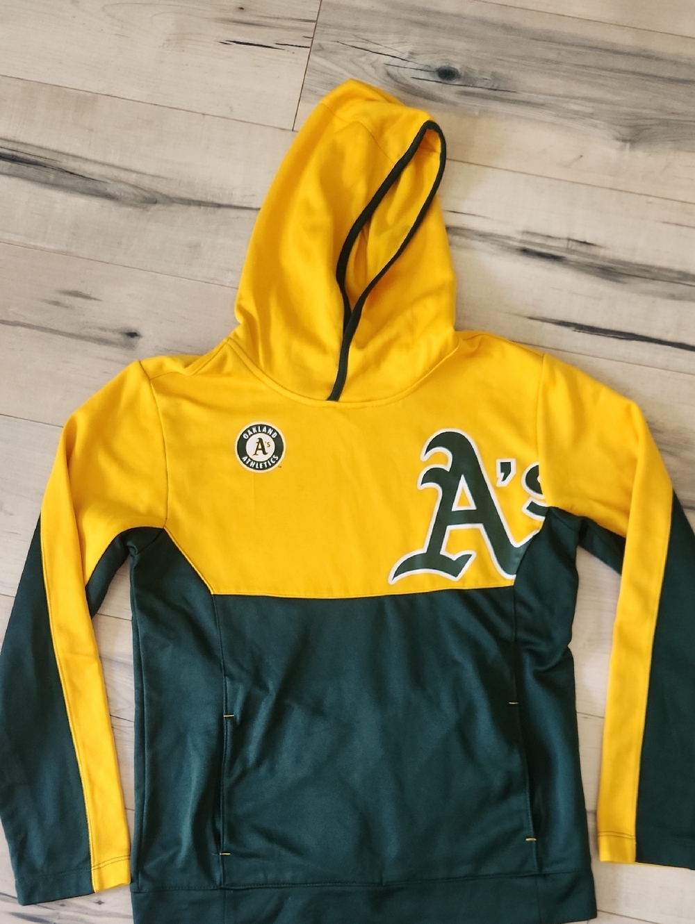 Genuine Merchandise Oakland A's Yellow and Dark Green Hooded Sweatshirt
